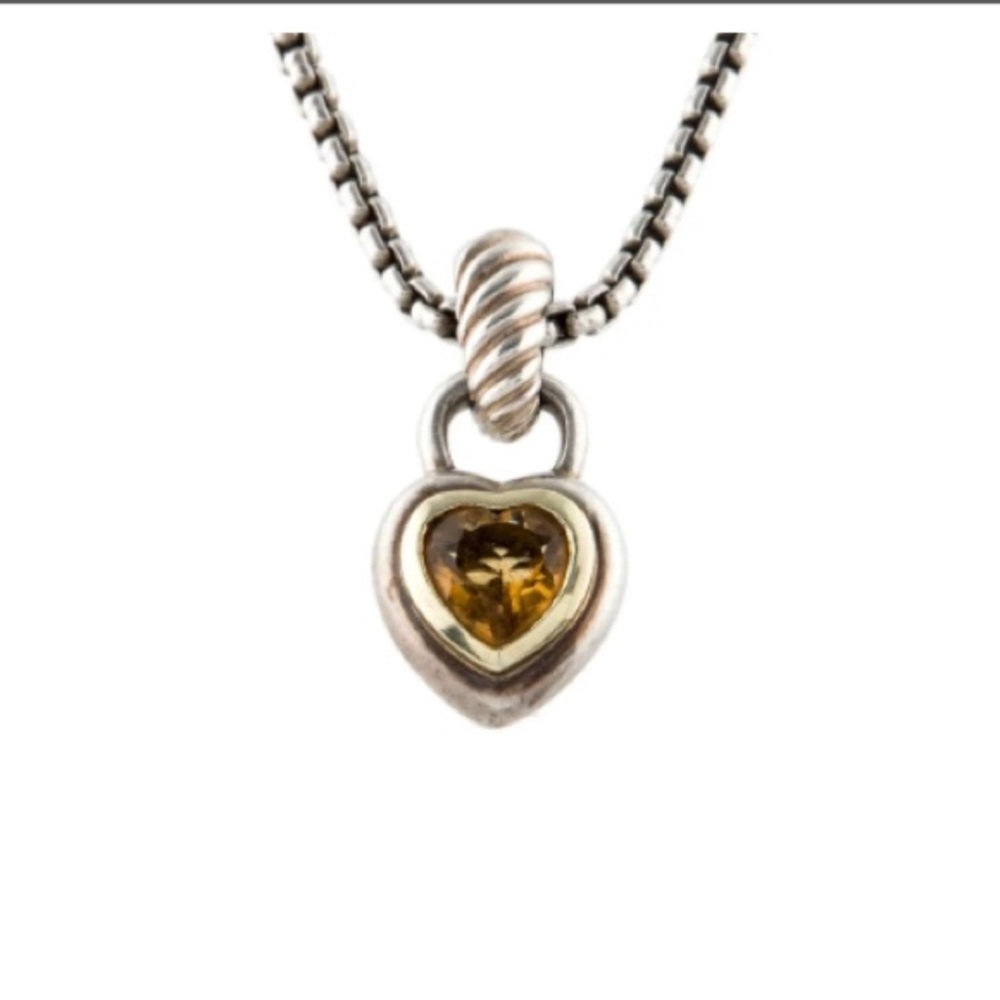 David Yurman Citrine Heart Cable Pendant Enhancer - Picture 2 of 16